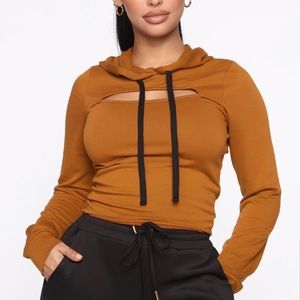 Fashion Nova “Scandal Hoodie,” Camel, Size Small